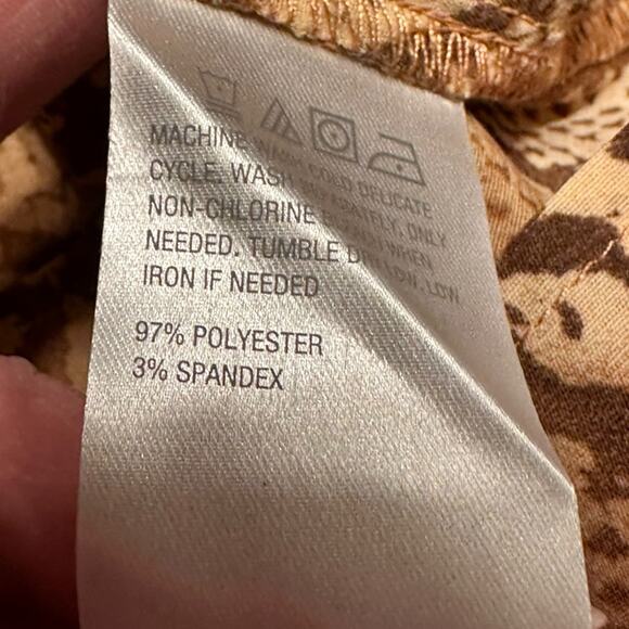 G by Giuliana Brown Snakeskin Semi-Sheer Midi Dress size Large 3/4 Sleeves - Picture 6 of 6